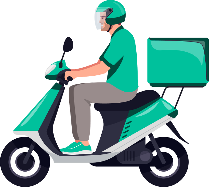 Delivery person on scooter